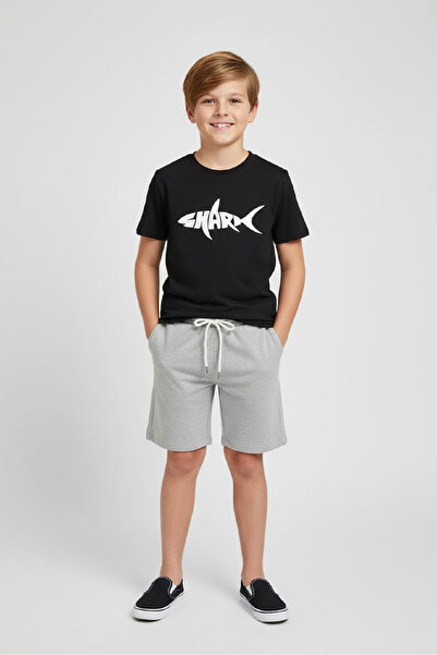 aytok tekstil Girls Boys Kids Shorts T-Shirt Set Shark 5 6 7 8 9 10 11 12 13 ...