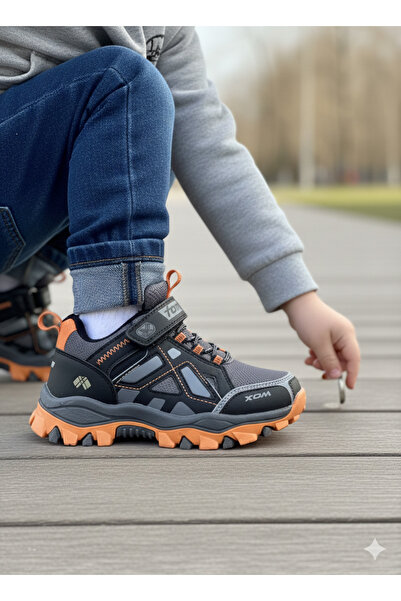 Bitmedeniste Children's Gray Orange Water Repellent Outdoor Shoes Non-Slip To...