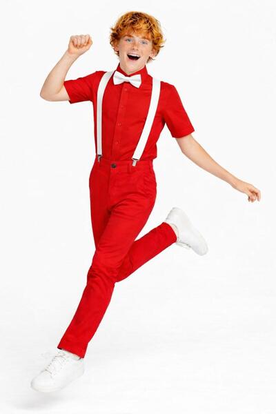 Kuraff Giyim April 23 Boys' Short Sleeve Shirt Pants Bow Tie Suit Costume