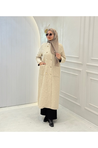 ottoman wear Kruvaze Yaka Kapitone Büyük Beden Kap OTW5191