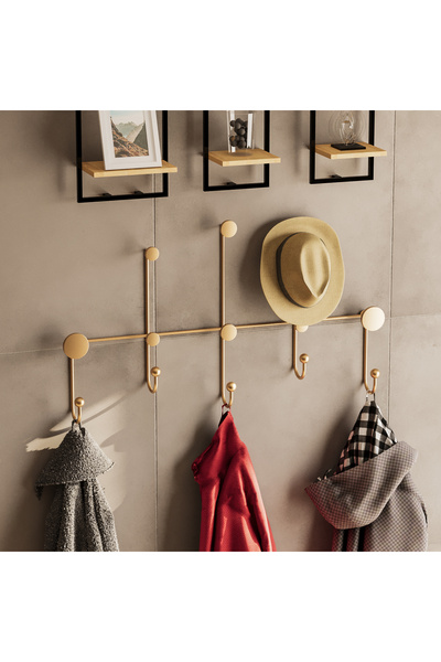 MOİRA Altın Gold,Dekoratif Metal Duvar Askısı Modern Tasarım Antre Banyo Hol ...