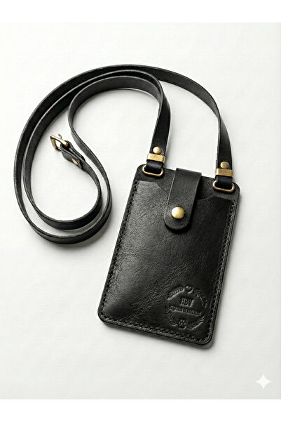 Hababamevi Handmade Genuine Leather Phone Bag & Wallet with Neck Strap