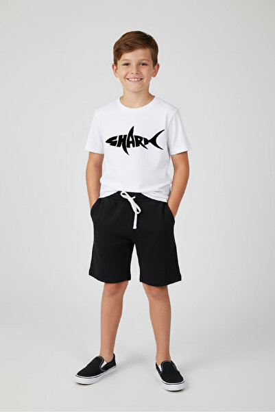 aytok tekstil Girls Boys Kids Shorts T-Shirt Set Shark 5 6 7 8 9 10 11 12 13 ...
