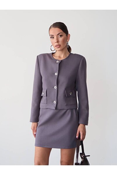 MAXXANA Jacket and Mini Skirt Two-Piece Modal Set