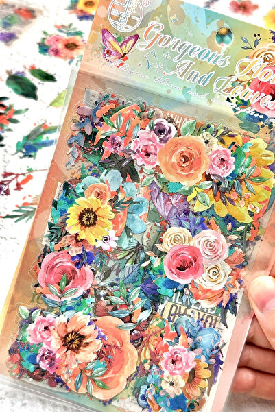 Kolbi Craft 6 Sheets 60 Pieces Transparent Large Orange Color Flower Sticker ...