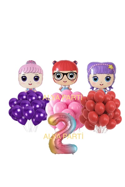 ALYA PARTİ 2 Yaş Rakam Ve Bebek Folyo Balonlu Doğum Günü Seti