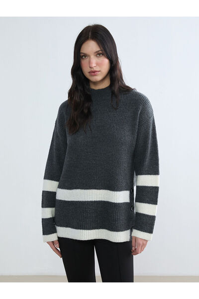 LC Waikiki Grey half turtleneck women's knitwear tunic from gülis store