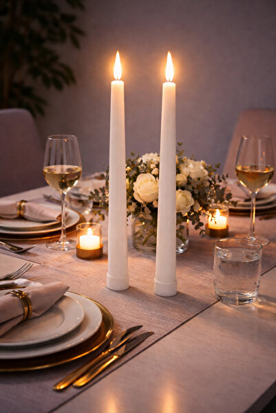 MEYA PİNE 2'li Pilli Led Şamdan Mum Seti Harry Potter Mum Seti Yeniden Kullan...