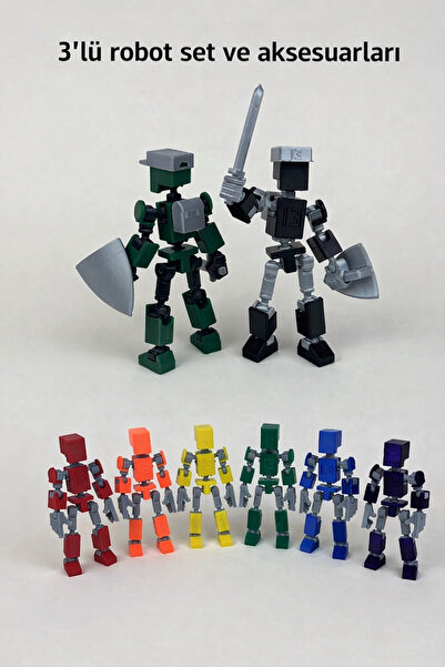 3D PETG Filament Baskı Oynar Eklemli Robot Seti ve Aksesuarları