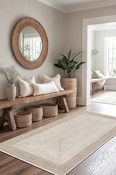 PINKIE HOME Dijital Baskı Yıkanabilir Kaymaz Leke Tutmaz Modern Kesme Yolluk ...