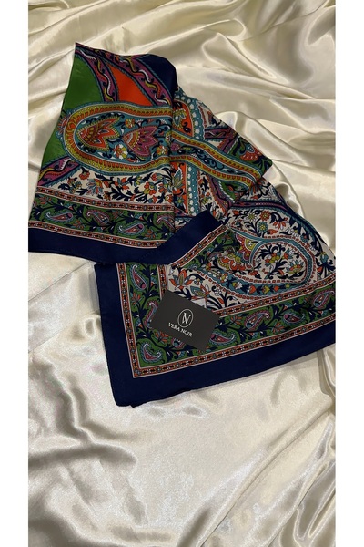VERA NOIR Etnik Desenli İpeksi Şal - Renkli & Parlak