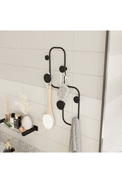 MOİRA Mat Siyah,Dekoratif Metal Duvar Askısı Modern Tasarım Antre Banyo Hol P...