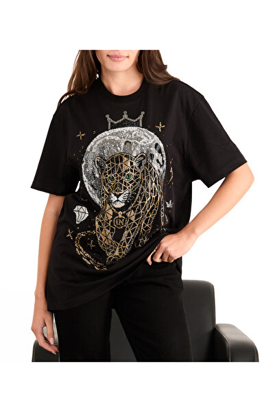 Linea Noir STR7G-Görünmeden Hükmeden,Taşlı T-shirt ,%100 Pamuk,Uniseks, Siyah...