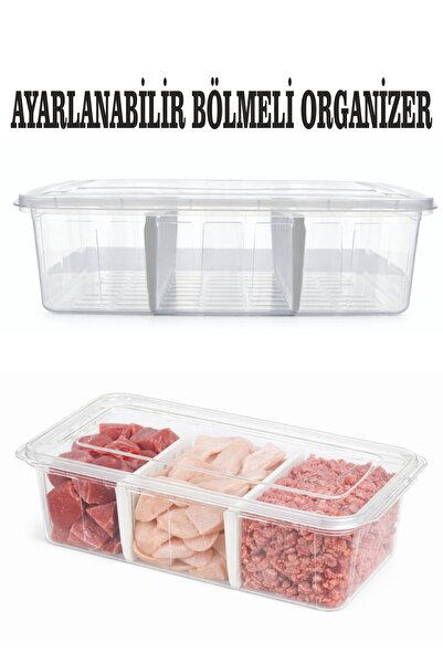 Ovio Ev&Yaşam منظم ثلاجة قابل للتعديل مع حاويات تخزين مقسمة لتنظيم اللحوم وال...