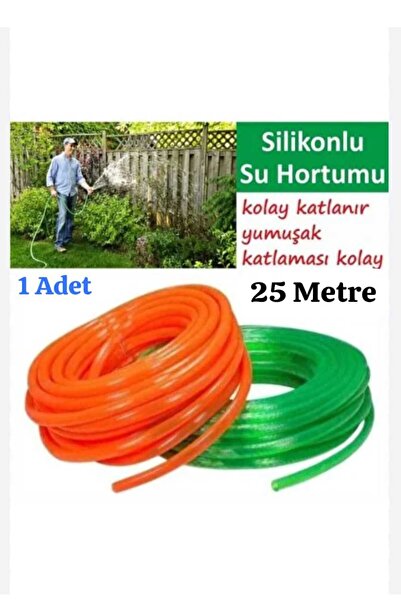 ÇEÇEN HOME 1 Adet Renkli 25 Metre Silikonlu Bahçe Hortumu,Kırılmaz,Dayanıklı ...
