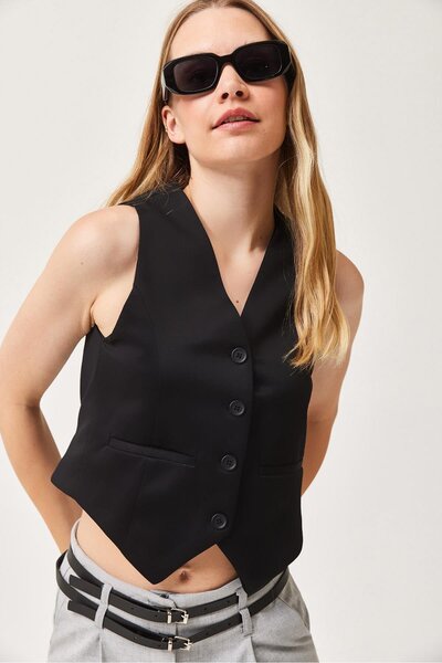 Ellit giyim Women's Gray 100% Polyester Double-Breasted Cut V-Neck Slim Fit B...