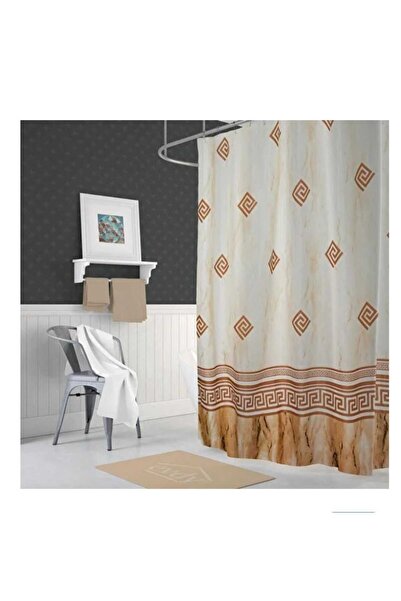 ÇEÇEN HOME Patterned Waterproof Double Wing Shower Curtain Bathroom Curtain B...