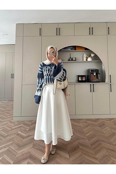 Trenddolabı Kadın Yandan Bağlamalı Tesettür Uzun Skuba Etek - TD7810526020