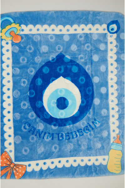 Baby Slon Kids Clup Kışlık nazar boncuk desenli kabartmalı ebatı 100 x 120 cm...