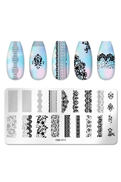 Pink Nails Nail Art Stamping Plate Lace H 11