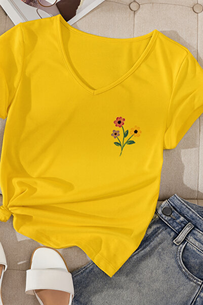 mercoledi Women's Printed Regular Fit Comfortable V-Neck T-Shirt