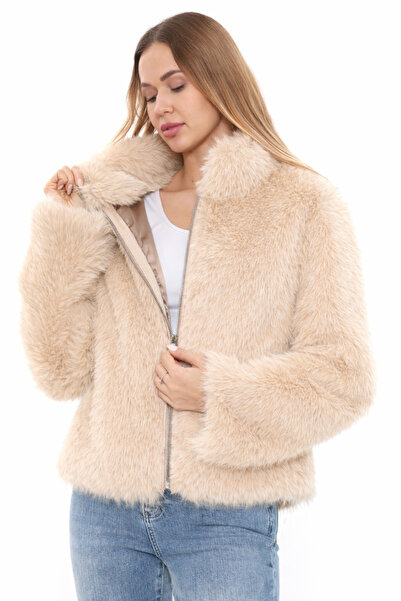 izellas Granello Bej Suni Kürk Ceket