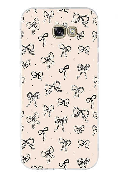 TechTree Samsung Galaxy A7 2017 Compatible Black Bow Patterned Cream Color Pr...