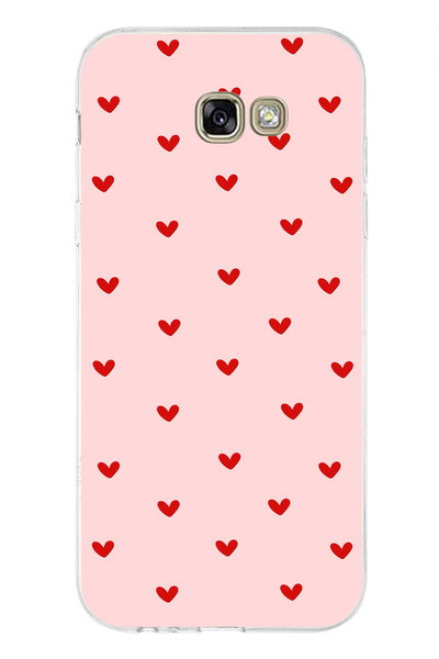 TechTree Samsung Galaxy A7 2017 Compatible Red Tiny Hearts Printed Silicone Case