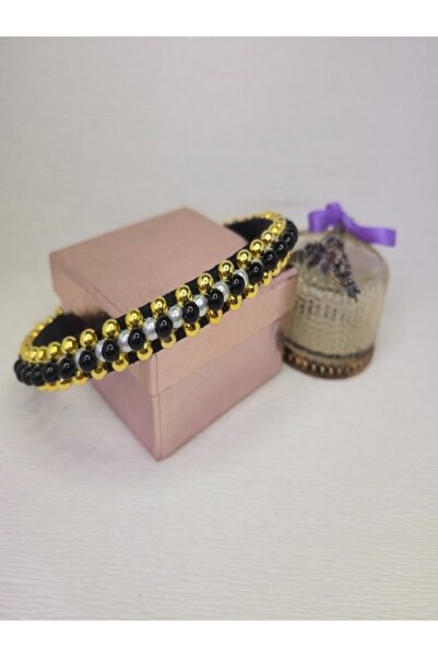 Amma Design Coronita par cu perle cusute manual, negru