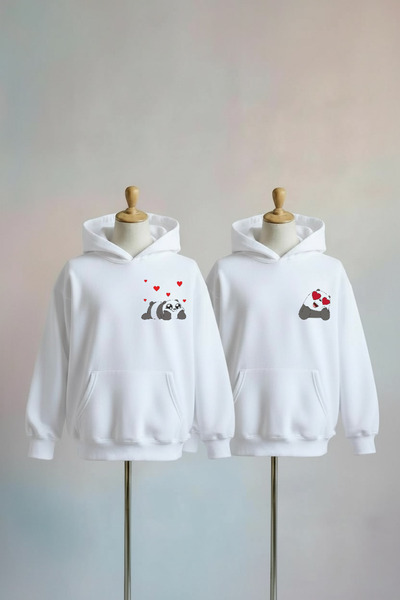 Vordevia Sevgili Çift Kombini Baskılı Pamuklu 3 İplik Oversize Sweatshirt