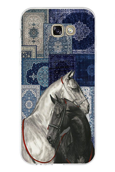 TechTree Samsung Galaxy A7 2017 Compatible Blue Carpet Patterned Black and Wh...