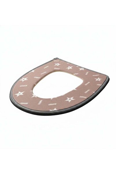 Roomlyne غطاء مقعد المرحاض مبطن، ناعم ومريح وقابل للتمدد والغسل - بني