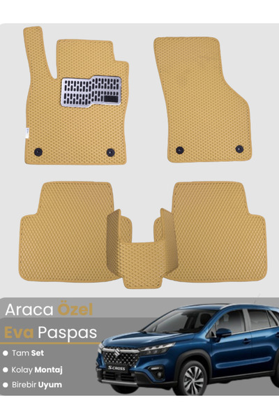 stiloto Suzuki S-Cross (2016-2021) Compatible Eva Floor Mat Full Set–Car Mat,...