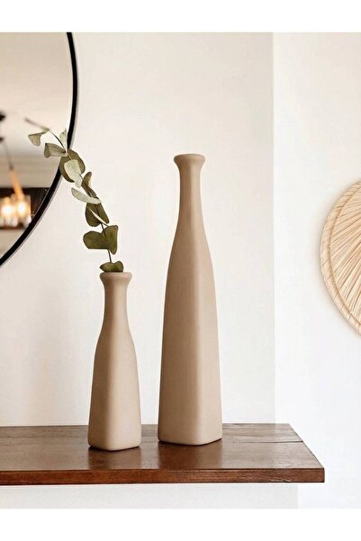 Hestia Home Σετ 2 Κεραμικών Μπουκαλιών Πετρών Χαλίκι