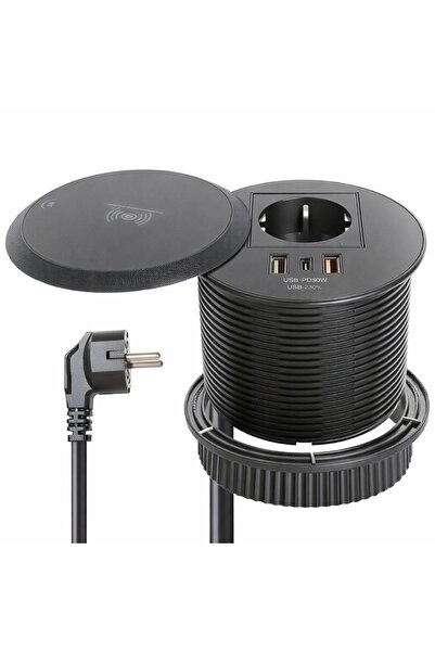 Adsinio Wireless Built-in Socket, Adsinio, 1 Schuko, 1 USB-C, 2 USB-A, 1 Wire...