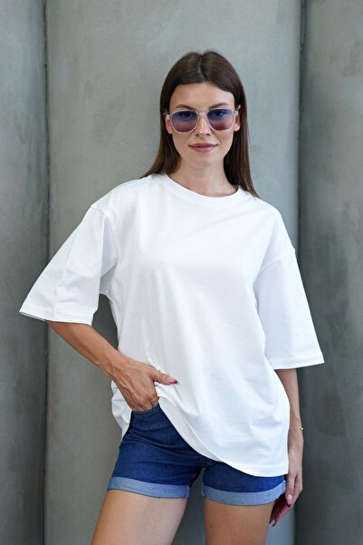 penyebizden Kadın Oversize Tişört-Beyaz