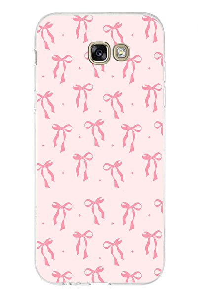 TechTree Samsung Galaxy A7 2017 Compatible Soft Pink Bow Patterned Printed Si...