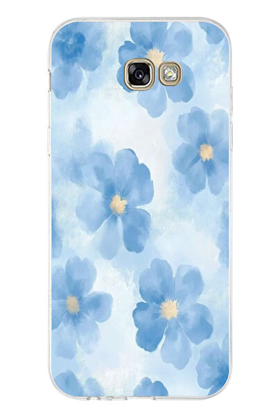 TechTree Samsung Galaxy A7 2017 Compatible Blue Flowers Printed Silicone Case