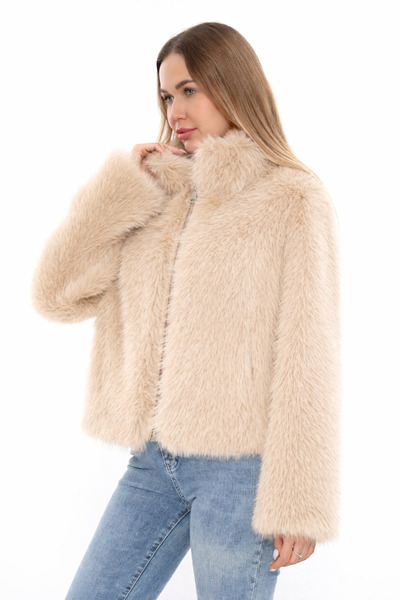 izellas Granello Bej Suni Kürk Ceket