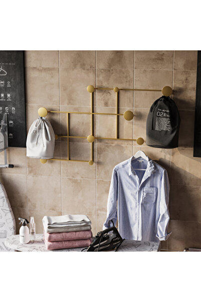 MOİRA Altın Gold,Dekoratif Metal Duvar Askısı Modern Tasarım Antre Banyo Hol ...