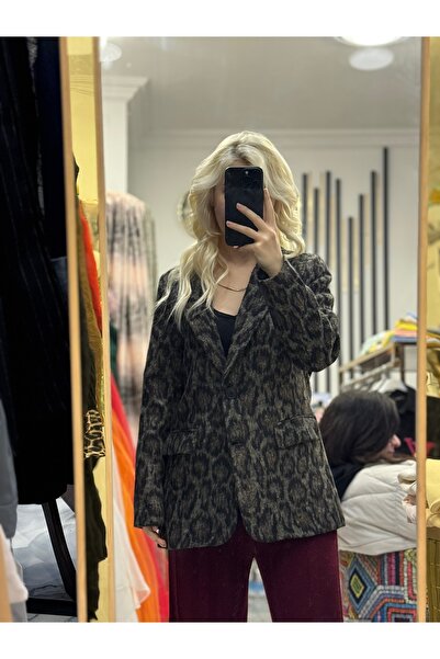 seçilce butik Leopar kaşe ceket