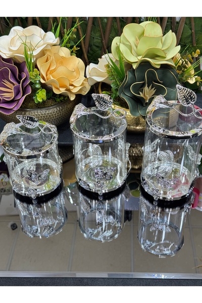 EVRA 3 Lü Gümüş Cam Baharat Takımı Yeni Seri