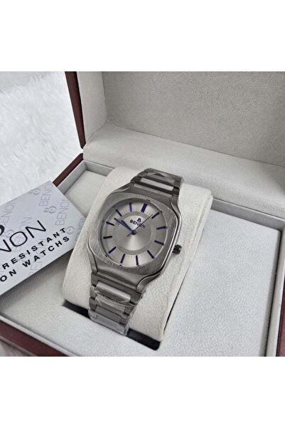 benon Men's Wristwatch Stainless Steel Waterproof Modern High Quality Silver ...