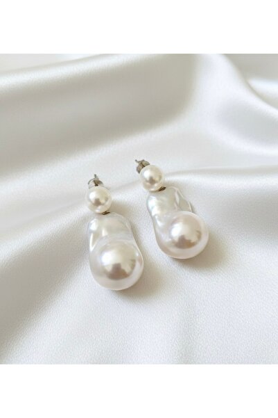 AERAS DESİNG Gerçek Barok İnci Küpe – Doğal İnci Sallantılı Kadın Küpe