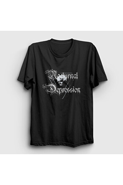 Presmono Unisex Black Skull Nocturnal Depression T-Shirt 589193Tt