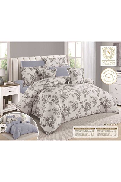 NAJMA مفرش سرير مزدوج قطن 100% بارد ناعم وجهين -طقم لحاف نفرين قطن100