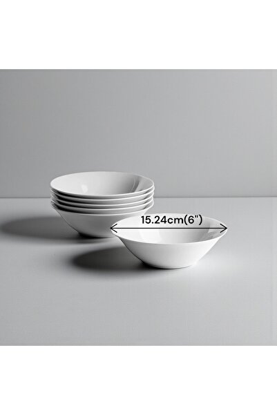 DEER 6-piece set of high-quality creamy white porcelain soup or salad bowls. ...