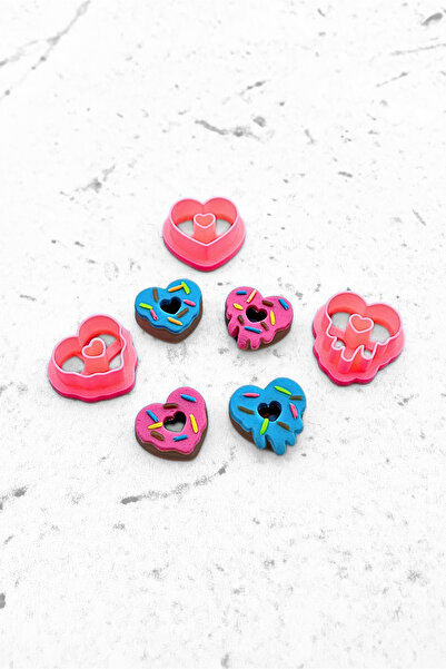 WE3D Valentine's Day - Heart Donut Polymer Clay Ceramic Dough Mold Set - 2cm