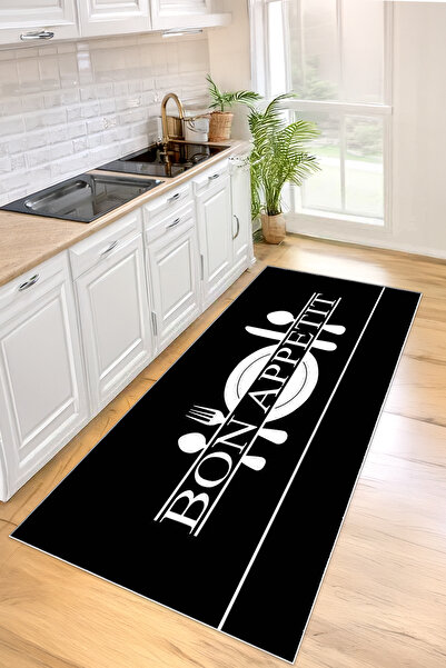 Nihai Ev Dijital Baskı Leke Tutmaz Yıkanabilir Altı Kaymaz Mutfak Halısı Salo...