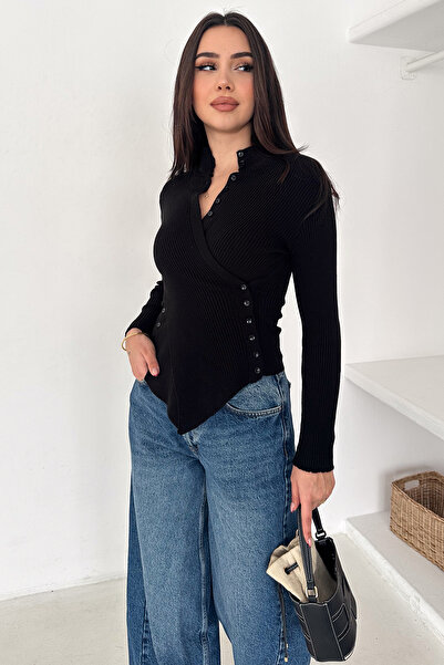 Noa&Noa Women's Asymmetrical Button Detailed Blouse – Diagonal Soft